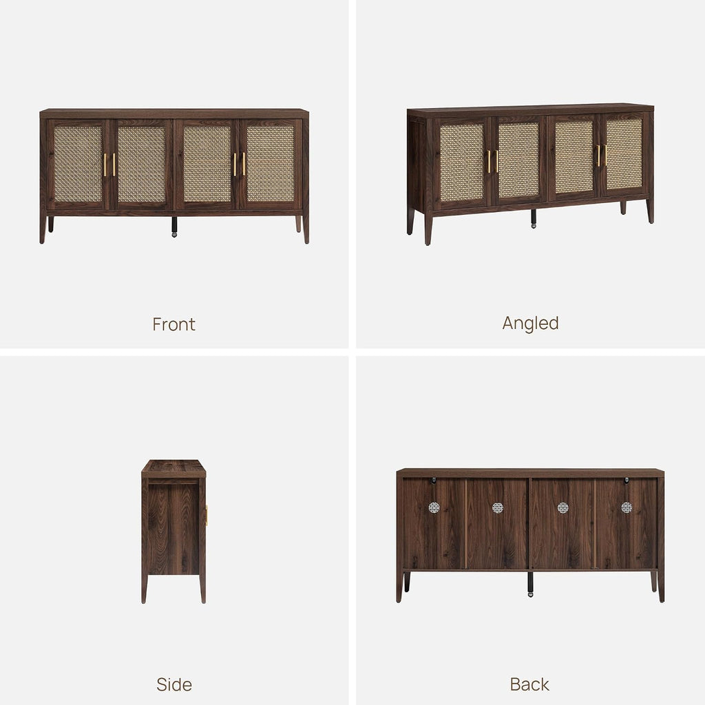 SICOTAS TV Stands for Living Room-Entertainment Center with Storage for Bedroom-Mid Century Modern Television Stands with 4 Doors 59' Media Console TV Cabinet Credenza for 45 50 55 60 65 Inch TVs
