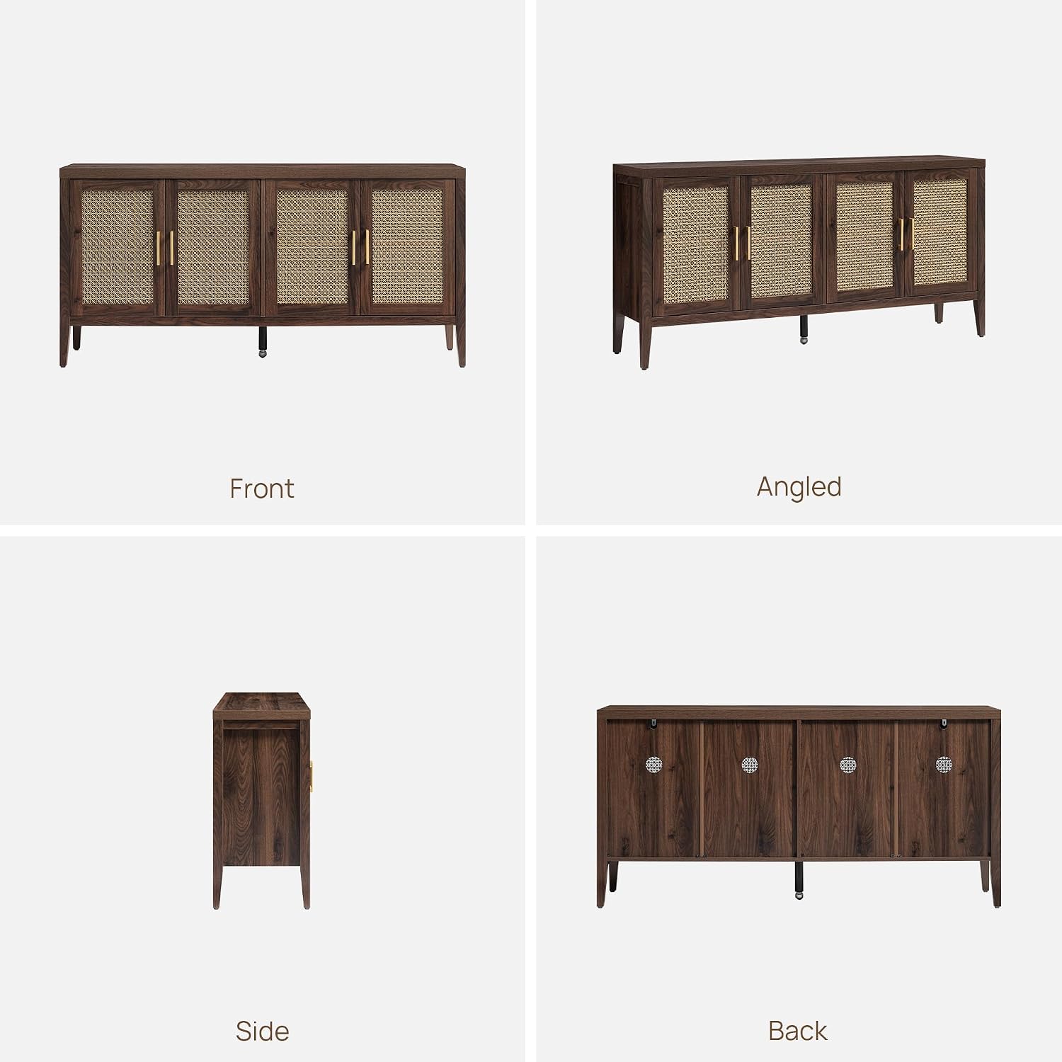 SICOTAS TV Stands for Living Room-Entertainment Center with Storage for Bedroom-Mid Century Modern Television Stands with 4 Doors 59' Media Console TV Cabinet Credenza for 45 50 55 60 65 Inch TVs