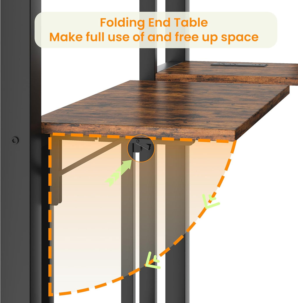 Bellemave Twin Over Twin bunk Bed with Desk and LED Charging Station, loft Bed with Desk and Shelves 3 Storage Drawers, Twin Metal Bunk Beds with Storage, Black
