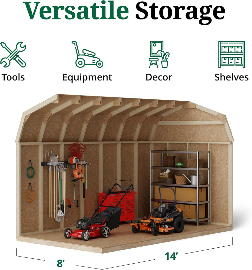 Little Cottage Co. 8x14 Value Gambrel Barn with 6 ft. Sidewalls with Floor, Outdoor Wood Storage Shed Do-It-Yourself Precut Kit