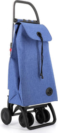 ROLSER I-Max Tweed 4 Wheel 2 Swivelling Foldable Shopping Trolley - Blue