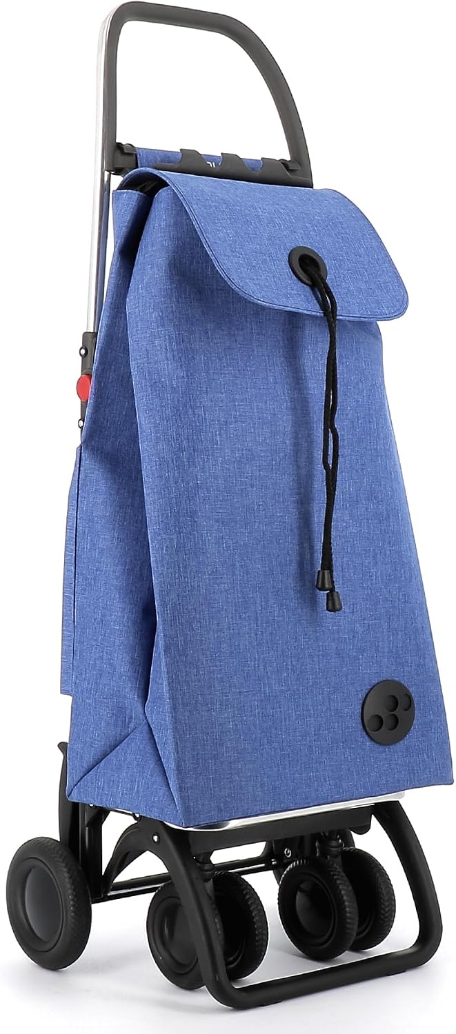 ROLSER I-Max Tweed 4 Wheel 2 Swivelling Foldable Shopping Trolley - Blue