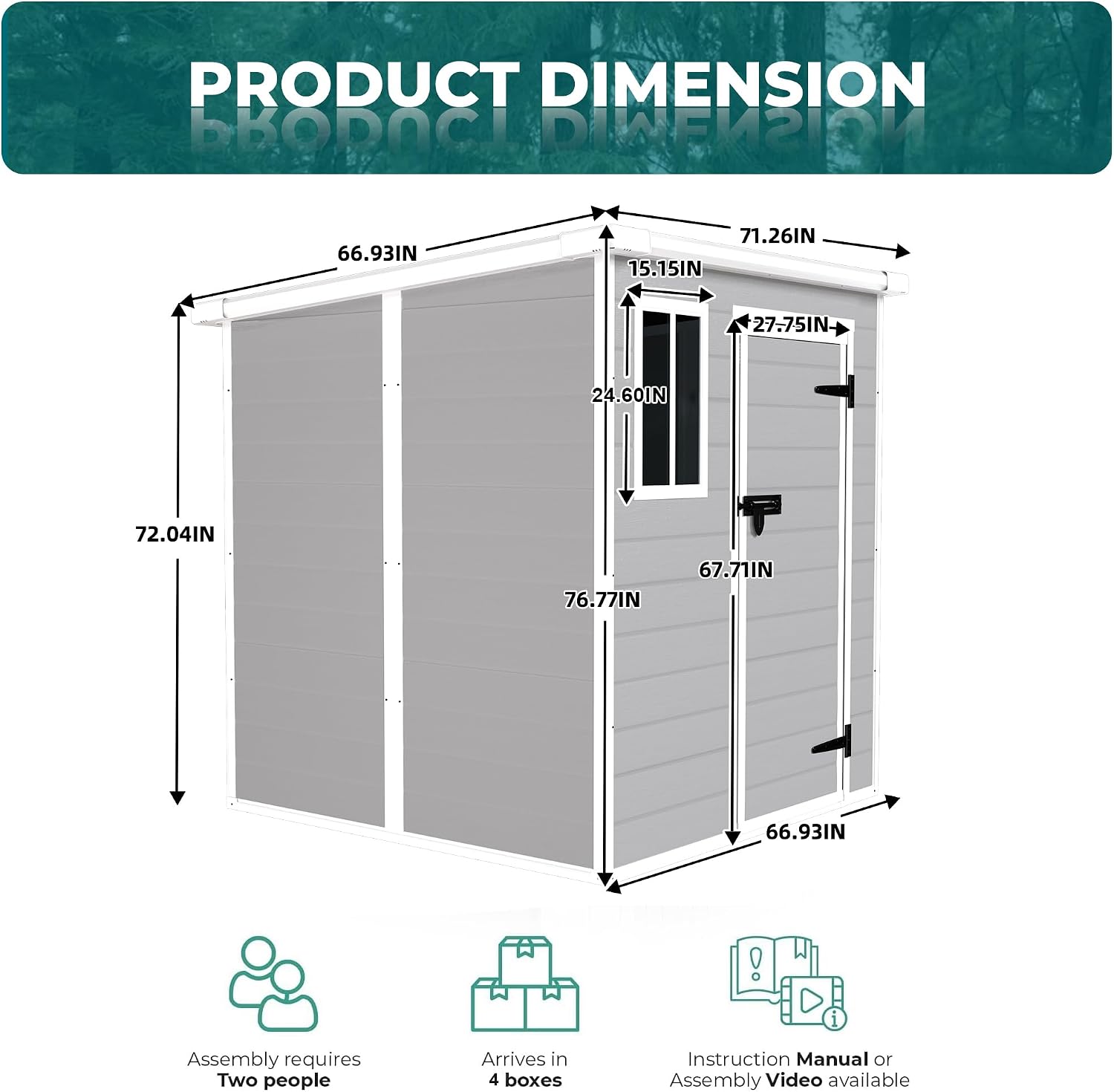 6x6 FT Oudoor Storage Shed, Plastic Garden Shed with Floor, Resin Storage Shed with Window, Waterproof Outside Tool Shed with Lockable Hinged Door & Air Vent for Backyard, Patio, Lawn, Gray