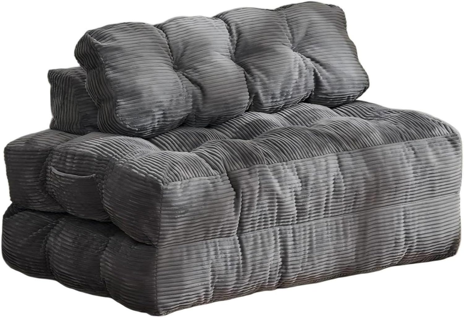 Folding Sofa Bed, 3-in-1 Convertible Sleeper Chair with Pillow, Double Futon Couch Bed with Back Support, Portable Fold Out Chair Bed Comfy Floor Sofa Lounge for Living Room Bedroom, Gray