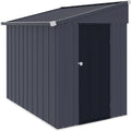 Yardenaler 4x6 FT Metal Outdoor Lean to Storage Shed, Garden Tool Shed Kit with Door & Lock, Waterproof Patio Utility Tool Shed for Backyard and Garden, Gray