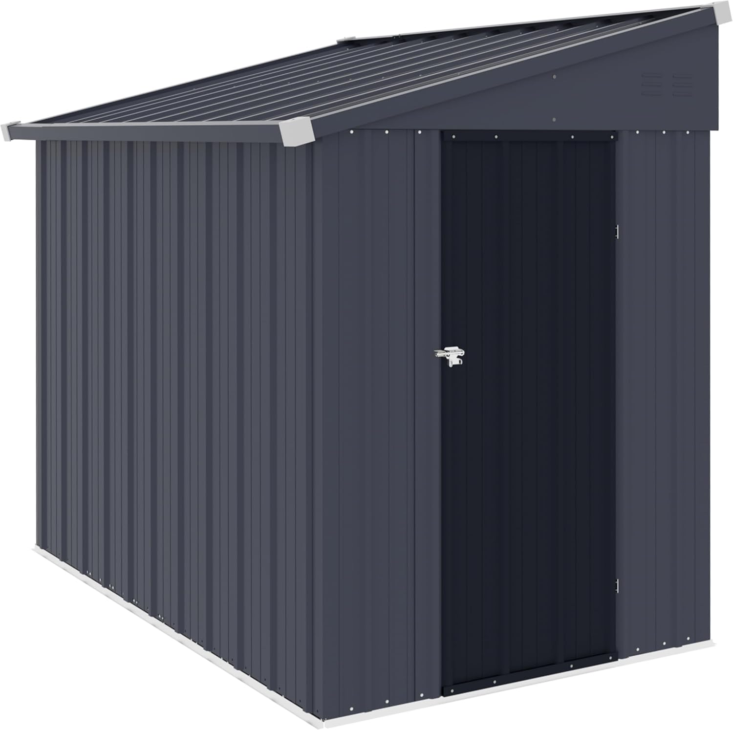 Yardenaler 4x6 FT Metal Outdoor Lean to Storage Shed, Garden Tool Shed Kit with Door & Lock, Waterproof Patio Utility Tool Shed for Backyard and Garden, Gray