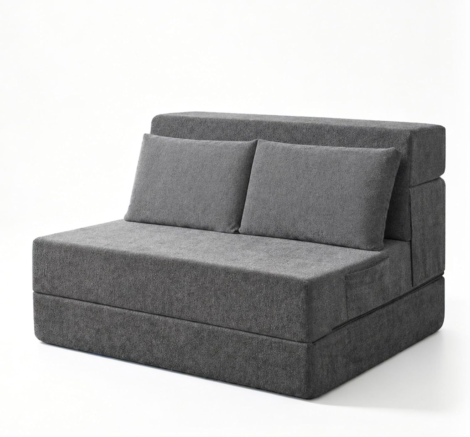 Folding Sofa Bed, Convertible Sleeper Chair with Pillow, Loveseat Fold Out Chair Bed, Memory Foam Floor Couch Mattress, Foldable Futon Couch Lounge for Living Room Guest Room (Grey, Twin XL)