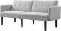 Garvee 75.5' Convertible Futon Sofa Bed, Linen Upholstered Futon Couch with Strong Legs, Mid Century Modern Sleeper Sofa, Comfy Loveseat for Living Room, Bedroom, Dorm, Grey