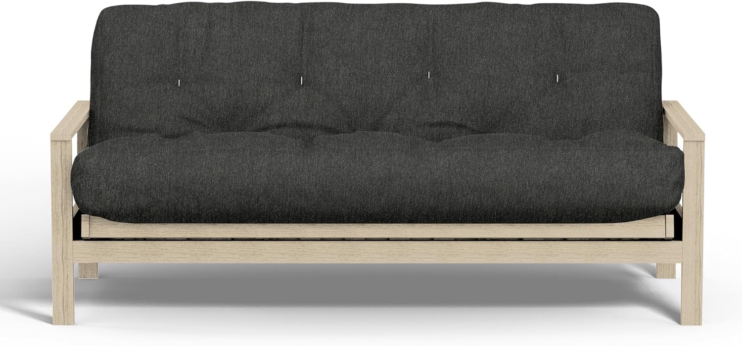 Loosh Home | 8' Queen Size Futon Sofa Bed Memory Foam Mattress - USA Made, Charcoal Velvet Chenille, Frame Not Included