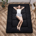 MAXYOYO Japanese Floor Mattress Futon Mattress, 4' Thicken Tatami Mat Sleeping Pad Foldable Roll Up Mat Boys Girls Dormitory Pad Kids Floor Lounger, Black, King