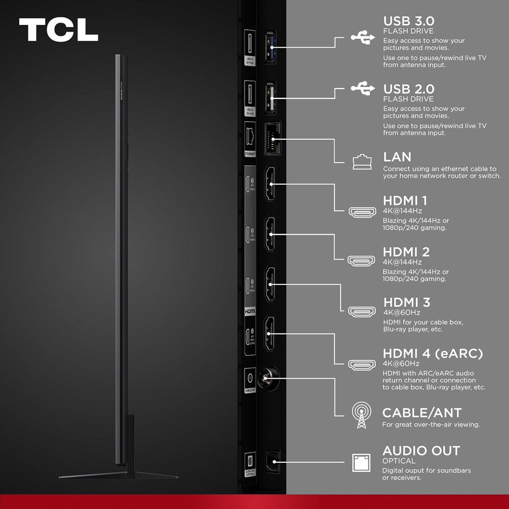 TCL 85 Inch Class QM8K Series | Mini LED QLED 4K HDR | 85QM8K, 2025 Model | 120HZ-144HZ Anti Reflective Wide Angle Screen Smart Google TV Dolby Atmos | Voice Remote Alexa Gaming Streaming Television