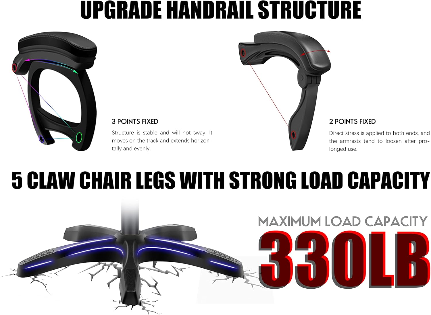 RGB Gaming Chair with Massage and Footrest, Ergonomic Pro Computer Chair with LED Lights and Speakers, High Back Music Video Chair with Lumbar Support and Headrest, for Adult Teens. (All Black)