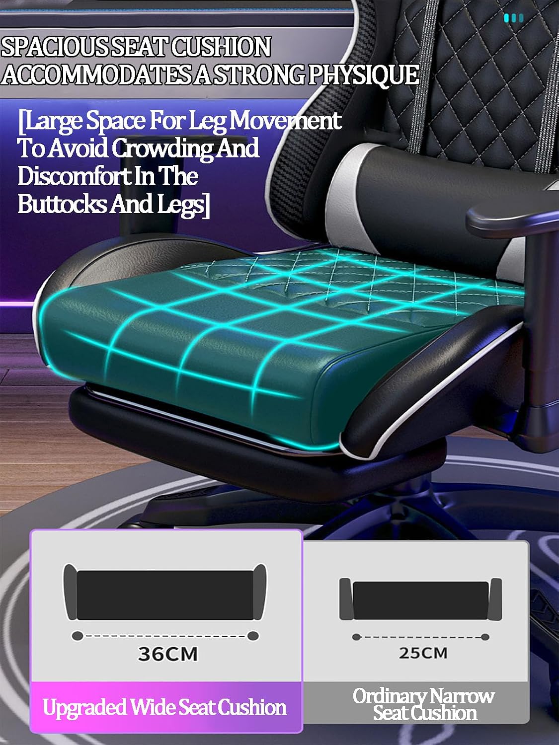 JSWHYBD Gaming Chair with Footrest Comfortable High Back Office Chair Big and Tall Ergonomic Desk Chair with Lumbar Support Swivel Seat and Headrest 400lb Havefootrest Gray