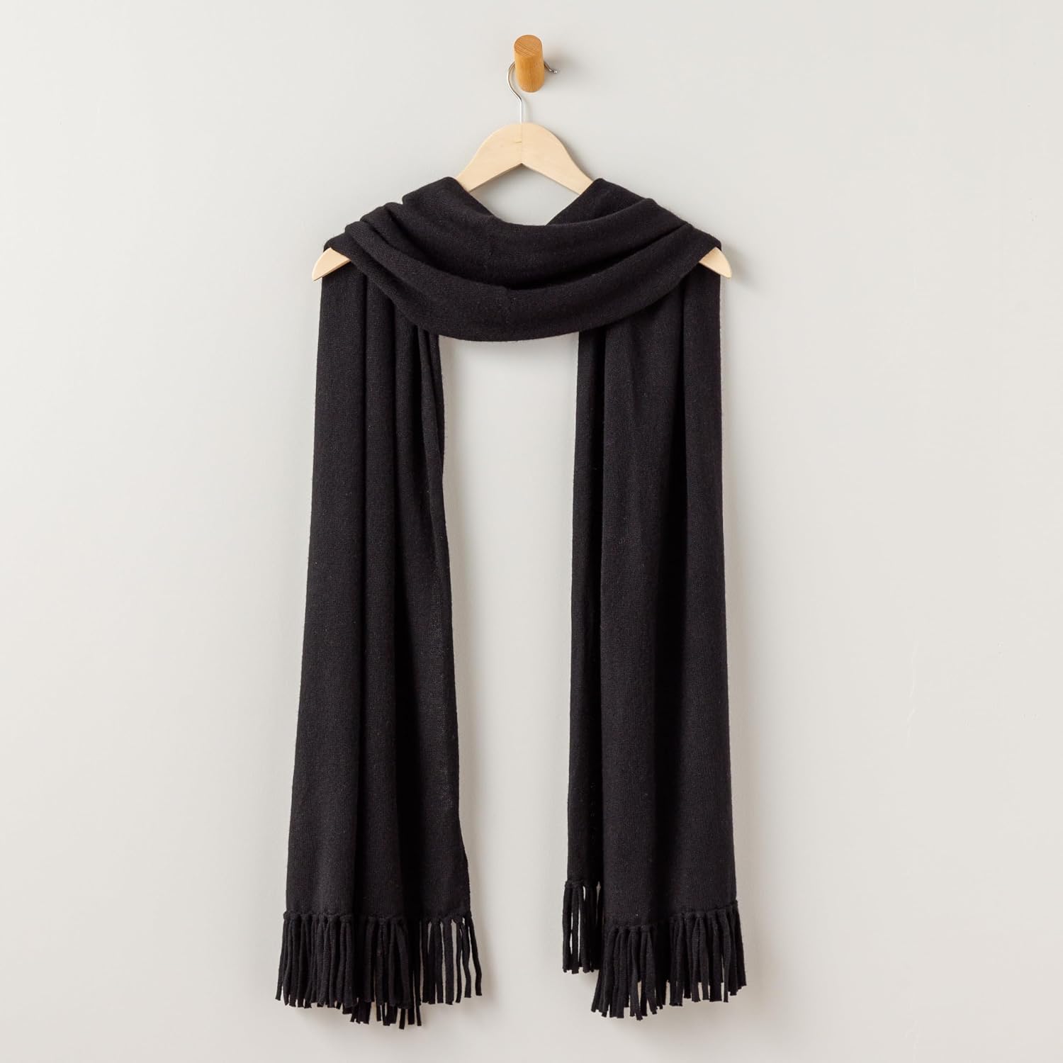 Fishers Finery Women's 100% Cashmere Knit Shawl Wrap with Fringe | Oversized 78' long by 28' wide