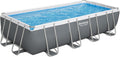 Bestway Power Steel 18' x 9' x 48' Above Ground Pool, Rectangular Metal Frame Outdoor Swimming Pool Set with Sand Filter Pump, Ladder, and Cover