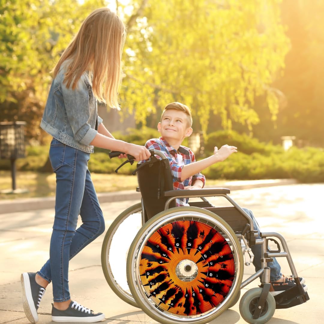 Designer Halloween Cover for Wheelchair Wheels, Enhances Aesthetics, Easy Install/Remove, Lightweight, New Matt Finish (Halloween Witch)