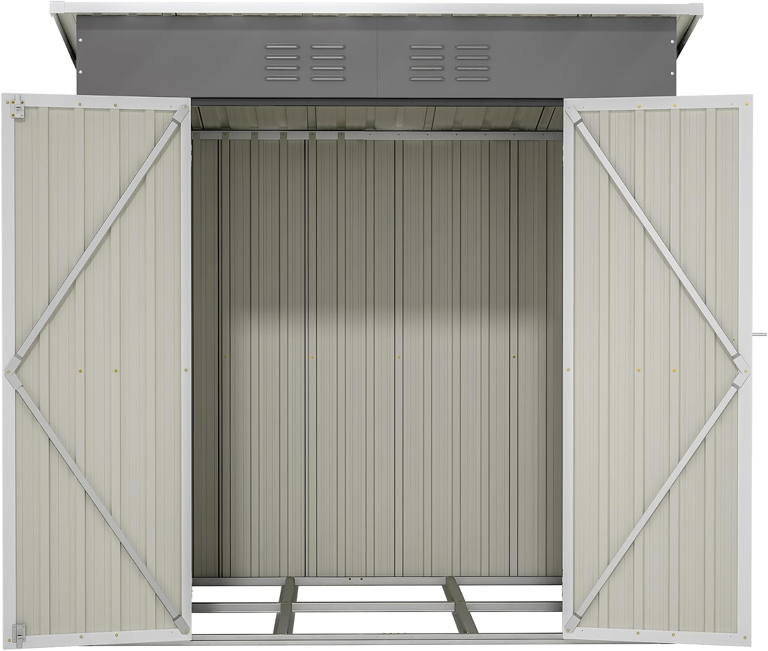 6 x 4 FT Outdoor Storage Shed, Metal Garden Shed with Floor Frame, Small Tool Shed Outdoor Storage with Lockable Sliding Doors & Air Vents, Storage House Waterproof for Backyard, Lawn, Grey