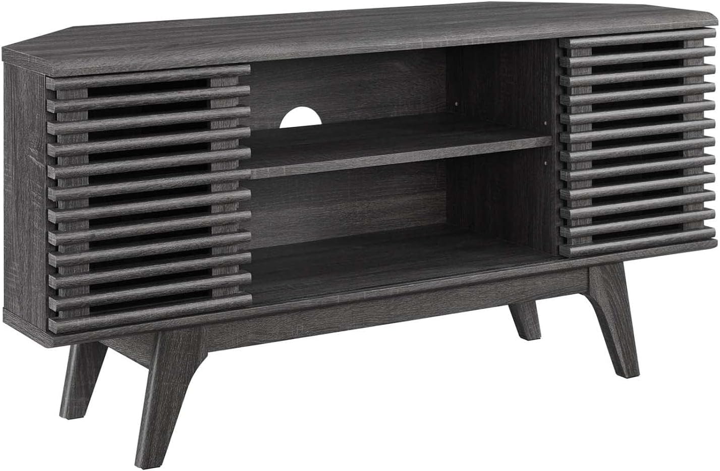 Modway Render Mid-Century Modern Low Profile 46' Corner Media TV Stand in Charcoal