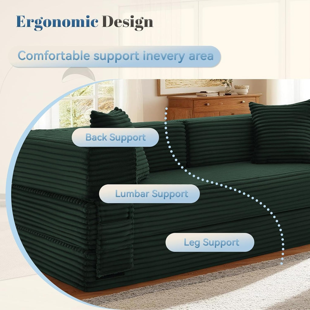 Convertible Sofa Bed,5-in-1FoldIing Couch Bed with Removable Armrests,Modular Futon Sleeper Sofa in Box with Pull Out Beds,Compression Boneless Couch for Living Room,Deep Green