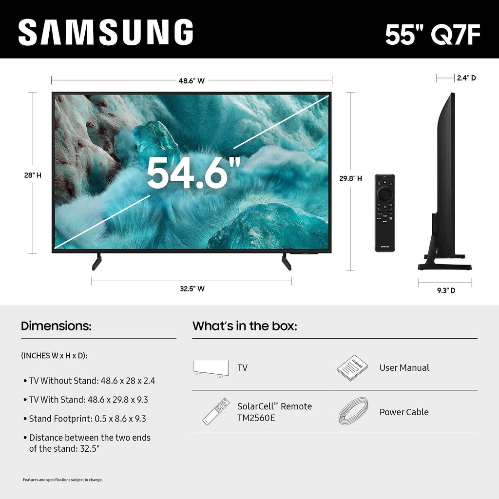 Samsung 55-Inch Class QLED Q7F Series Samsung Vision AI Smart TV (2025 Model, 55Q7F) Quantum HDR, Object Tracking Sound Lite, Q4 AI Gen1 Processor, 4K upscaling, Gaming Hub, Alexa Built-in