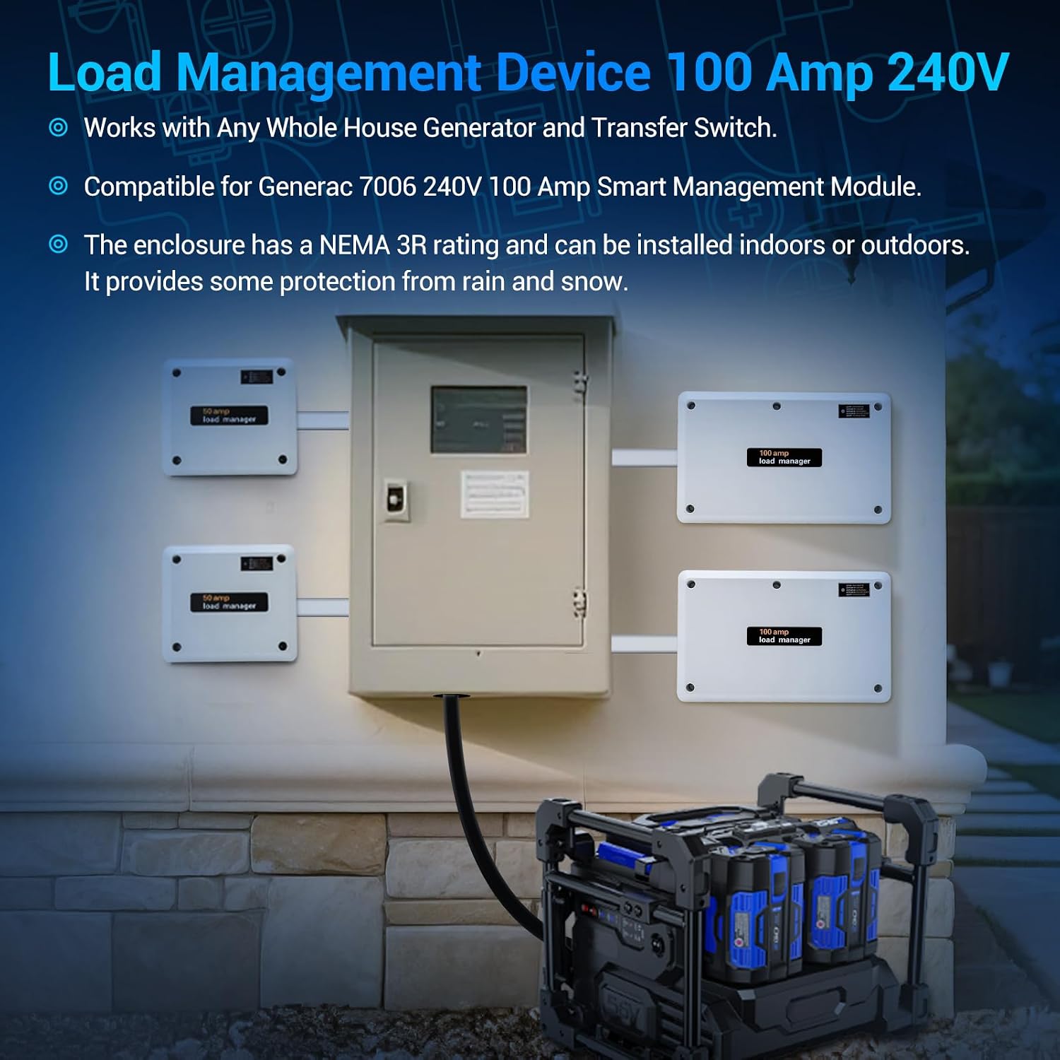 100 Amp Smart Management Module Compatible for Generac 7006 Load Manager, Transfer Switches and Generators, Efficient Load Shed Management