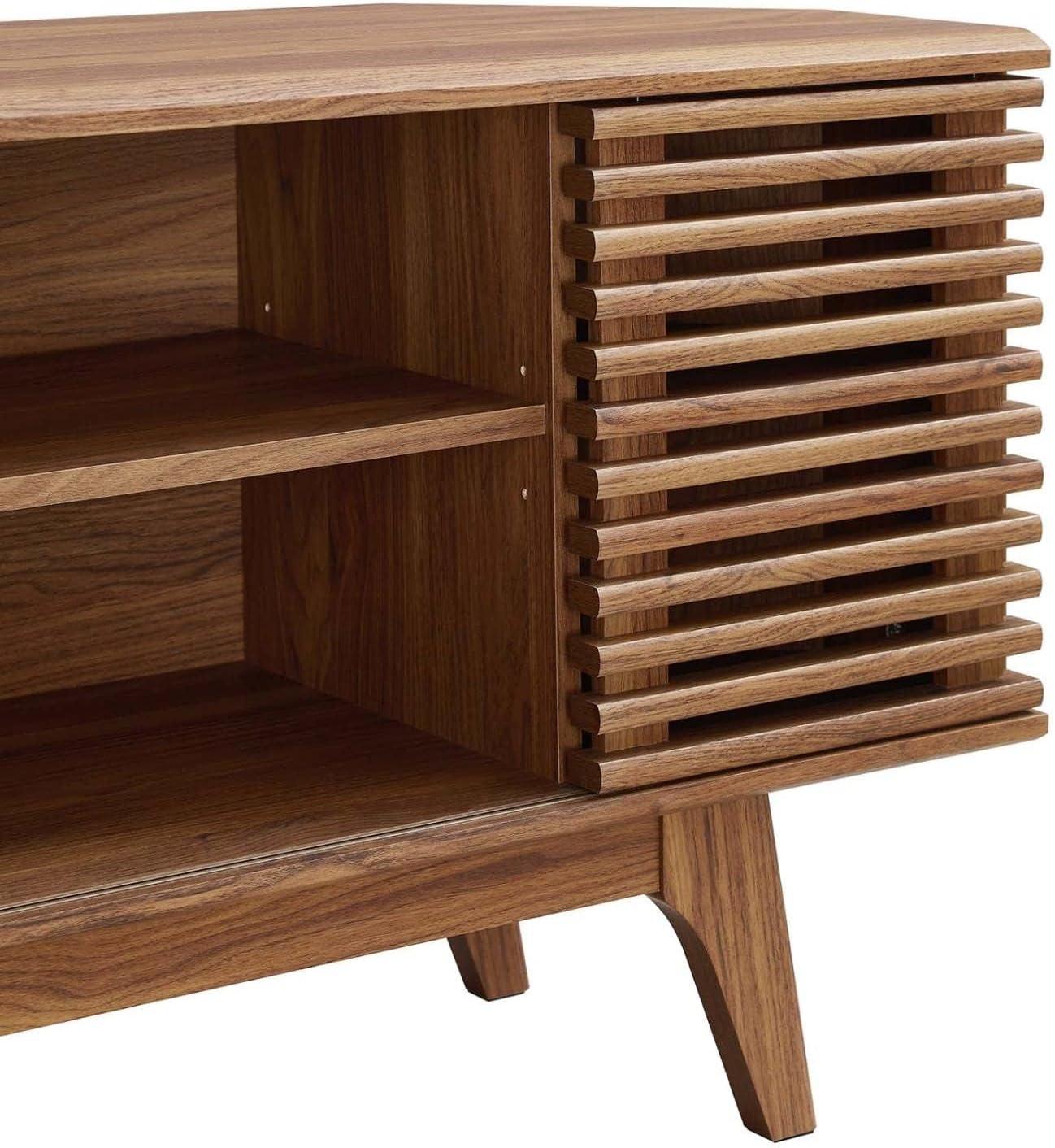 Modway Render Mid-Century Modern Low Profile Corner Media TV Stand in Wal, 15 x 46 x 23