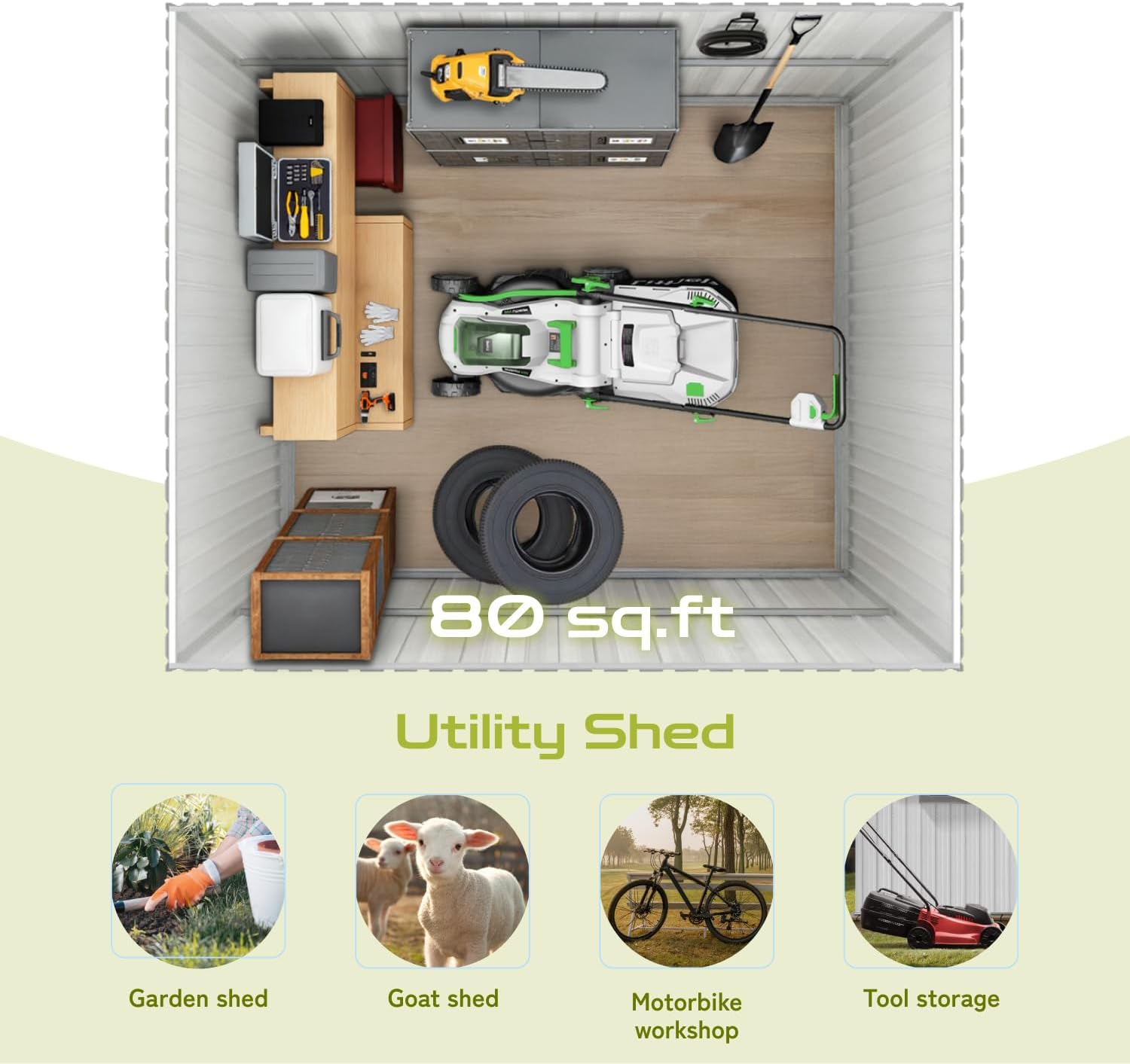 10 x 8 FT Outdoor Storage Shed, Metal Garden Tool Shed with Slooping Roof, Lockable Doors and Aluminum Frames, Easy to Assemble for Garden, Patio, Lawn, Grey