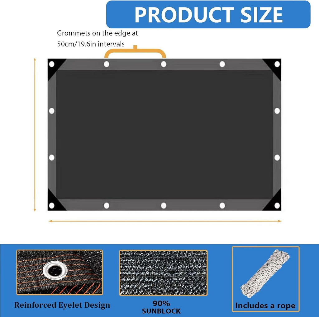 Garden 90% Shade Cloth, Resistant Sun Shade Net 10x28FT Mesh Tarp with HDPE Material and Reinforced Grommets Shade Trap for Greenhouse, Plant, Pergola, and Backyard Patio Sunshade