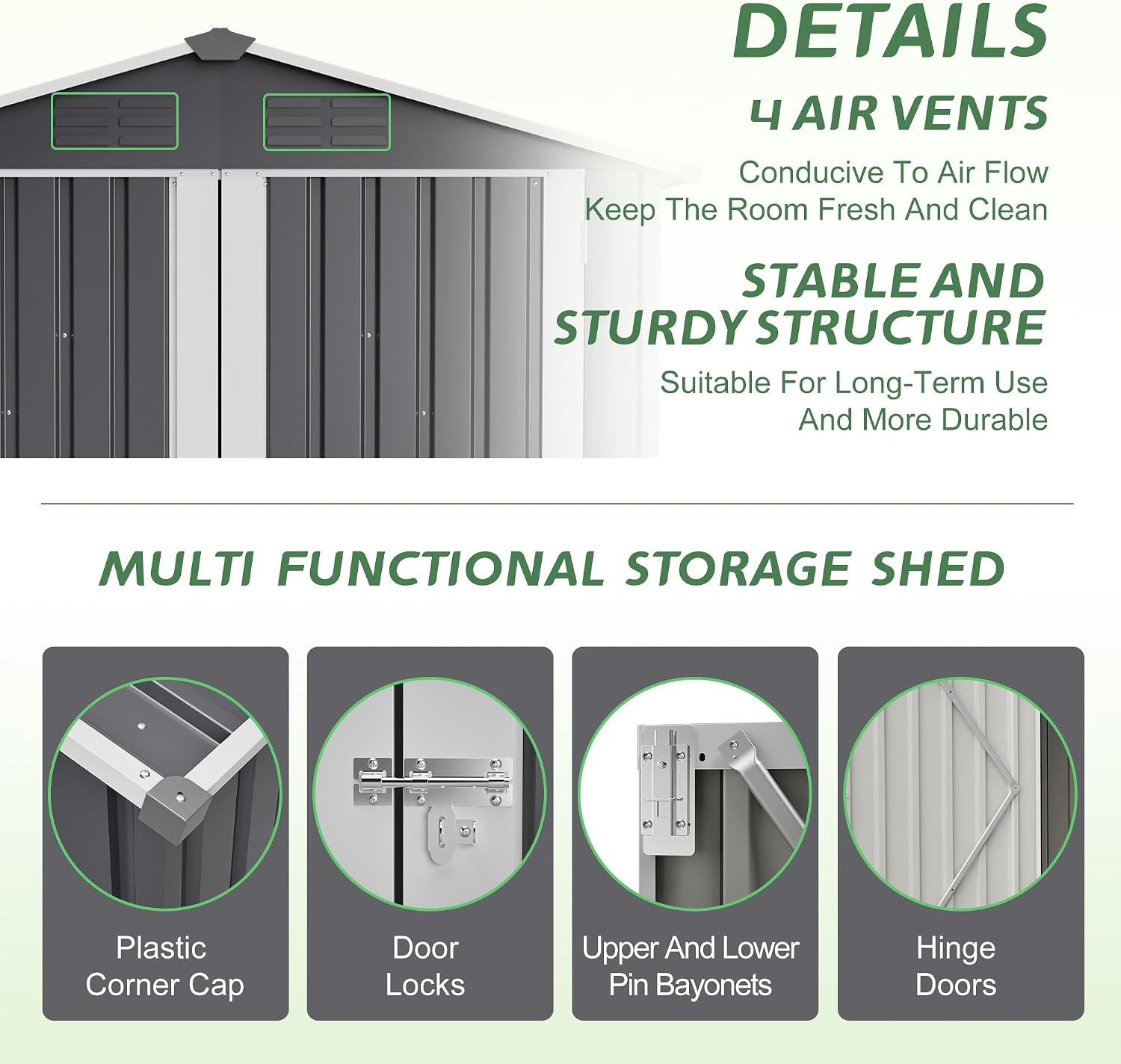 YOPTO 6 x 4 FT Outdoor Storage Shed with Floor Base & Lockable Hinge Door,Metal Garden Shed W/Sloped Roof,for Backyard Patio Lawn,Gray