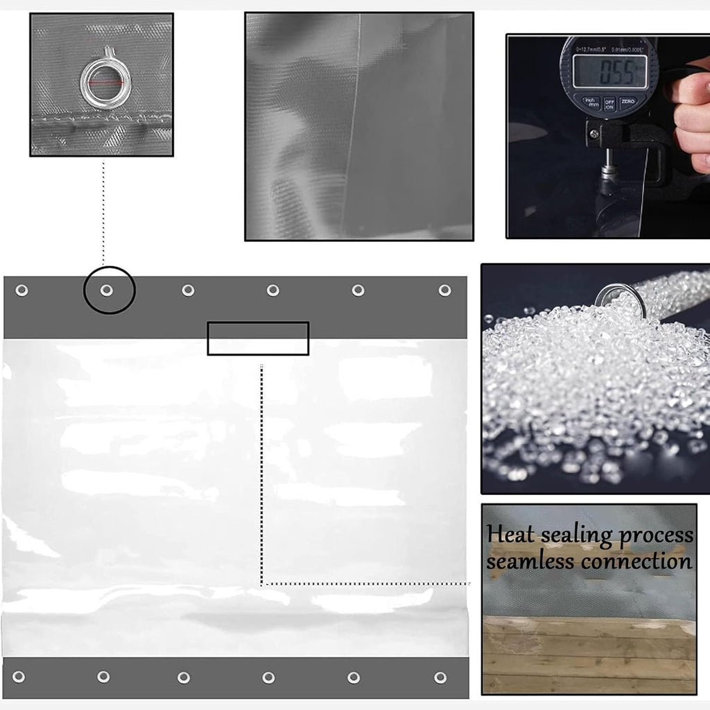 Outdoor Tarp Curtains with Zipper Door,Outdoor Clear Waterproof Tarpaulin Curtains,Waterproof Clear Tarp Curtains,PVC Plastic Tarpaulin with Zipper,for Pergola Gazebo(3x4m/9.84x13.12ft)