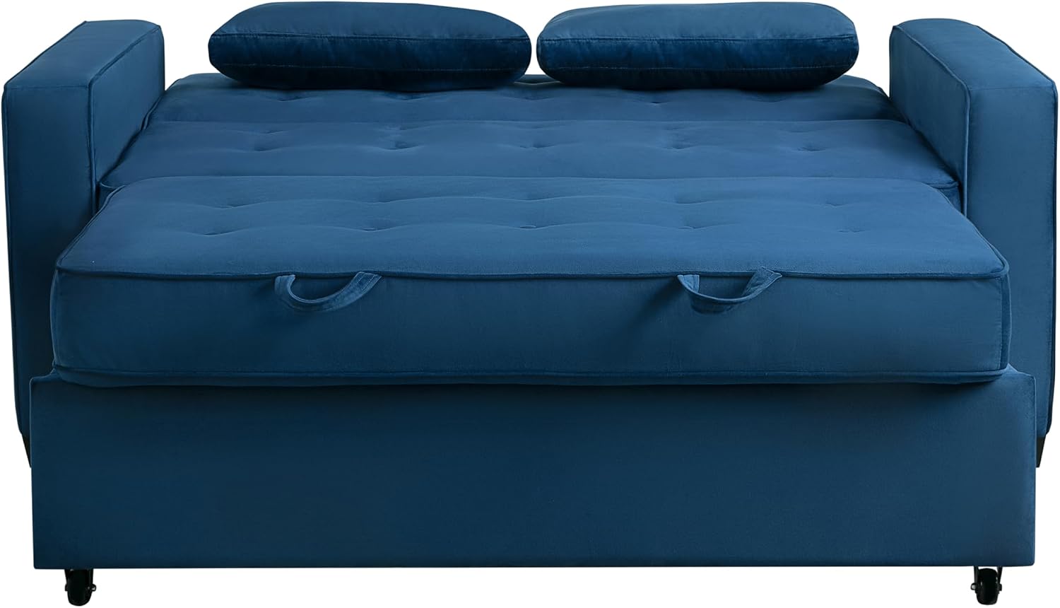 Serta Ainsley 66.5' Convertible Sleeper Loveseat, Full Size, Dreamcoil Comfort, Soft Velvet Fabric, Navy