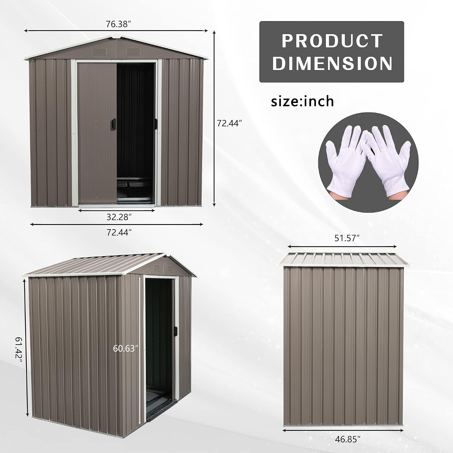 KEIKI 6x5 FT Outdoor Metal Storage Shed with Peaked Roof,Vents and Lockable Door for Garden Yard