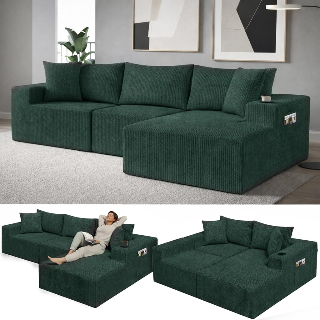 EconoHome Boneless Cloud Sectional Sofa - Plush Deep Seat L-Shaped Couch for Relaxing & Entertaining, Durable Construction & Easy Assembly, Perfect Addition to Any Living Room