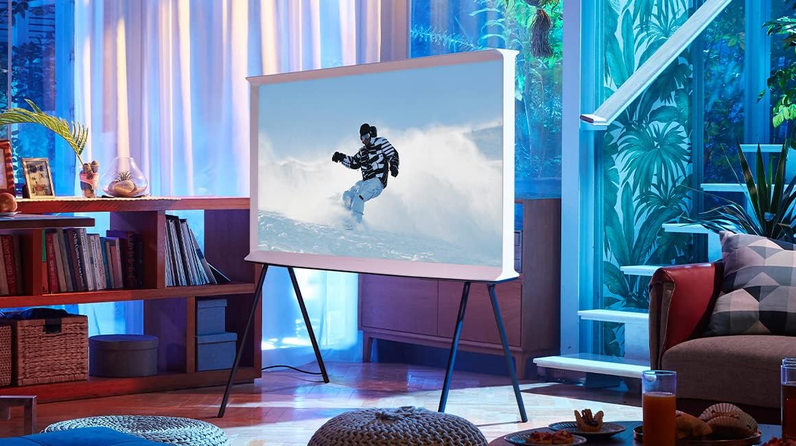 SAMSUNG 65-Inch Class The Serif LS01B Series - QLED 4K, I-Shaped Design, Anti-Reflection Matte Display, -Portable Easel -Stand, Ambient Mode+ Smart -TV -w/ Alexa Built-in (QN65LS01BAFXZA,Latest Model)