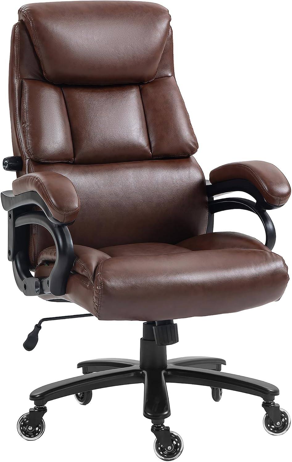 Ergonomic Office Chair for Big and Tall Adults, 400 lb Capacity Computer Gaming Desk Chairs with Swivel Rolling Wheels, Comfy Home Furniture Chairs for Bedroom,Brown