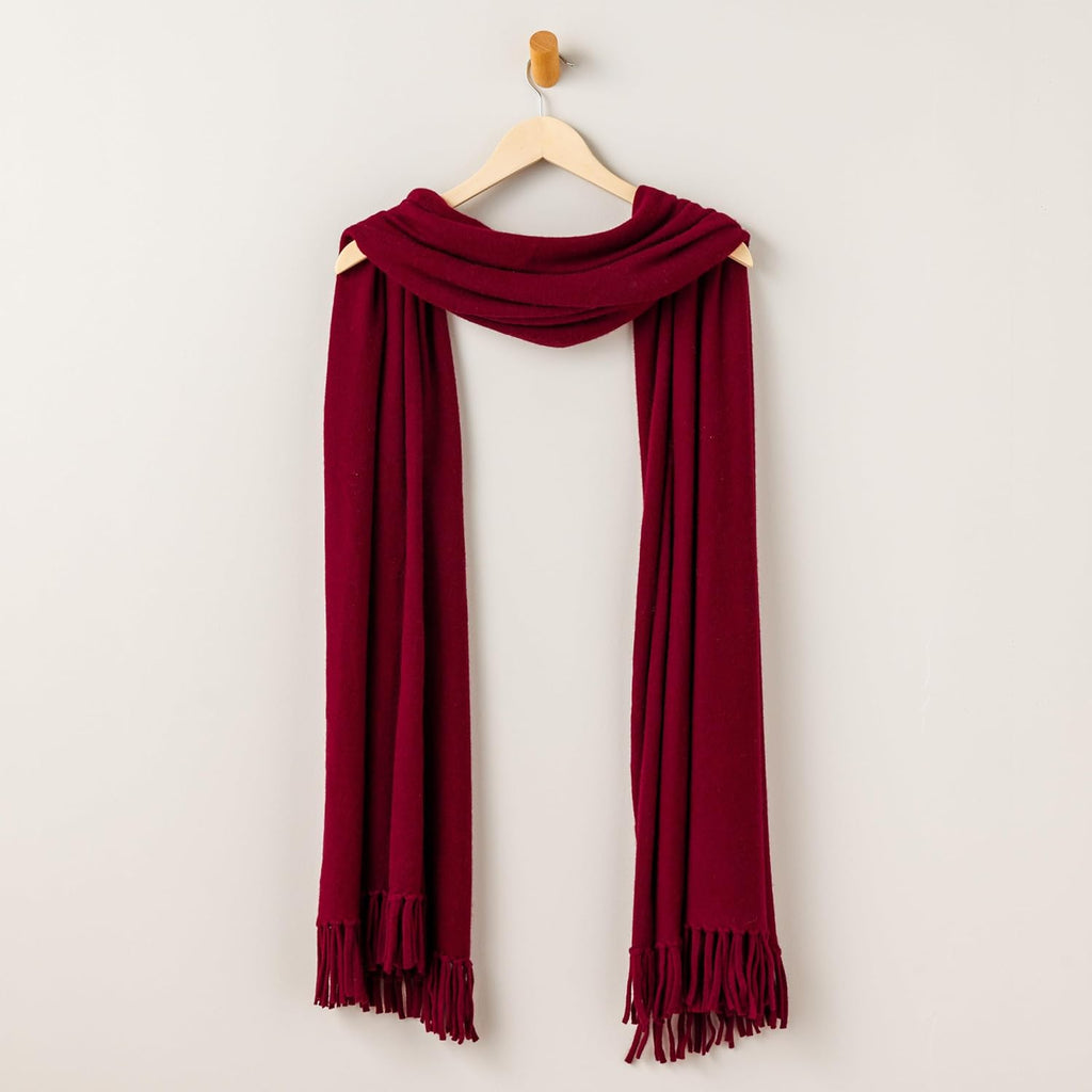Fishers Finery Women's 100% Cashmere Knit Shawl Wrap with Fringe | Oversized 78' long by 28' wide