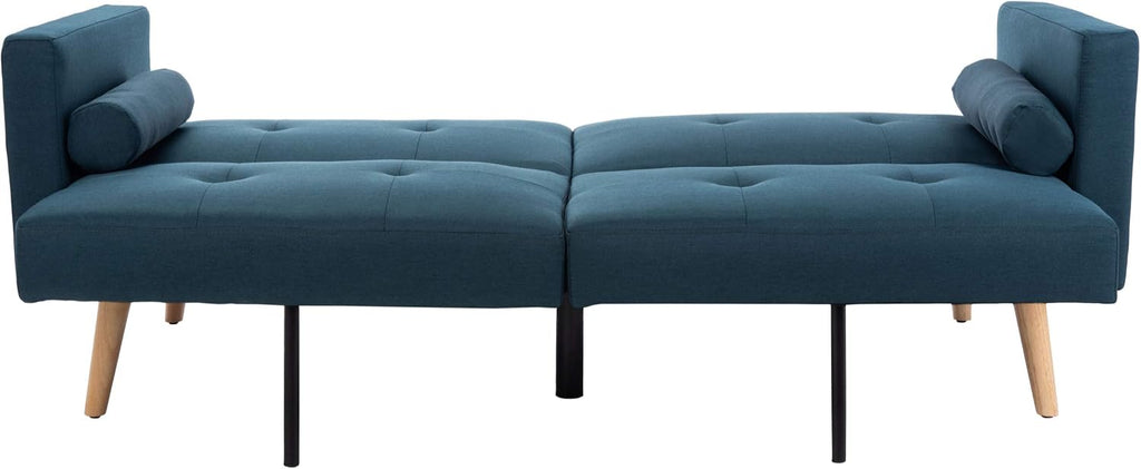 Safavieh Home Murray Modern Navy and Natural Foldable Futon Sofa Bed