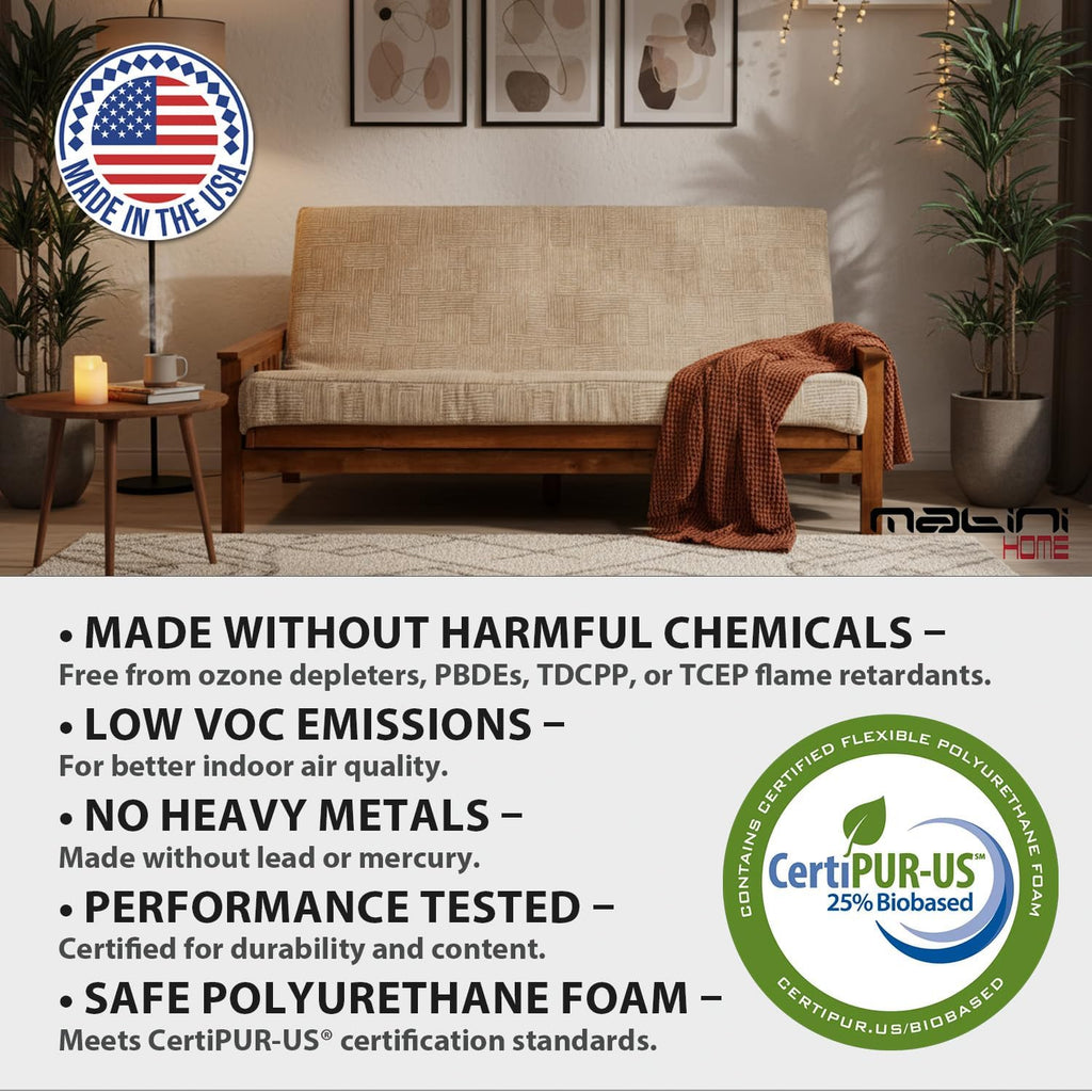 Matini Home Memory Foam Futon Mattress, Foldout Couch Futon Mattress - 54x74 Full Size (Driftwood) Comfortable and Heavy Duty Sofa Bed, Thick Corded Cushion for All (Frame NOT Included)