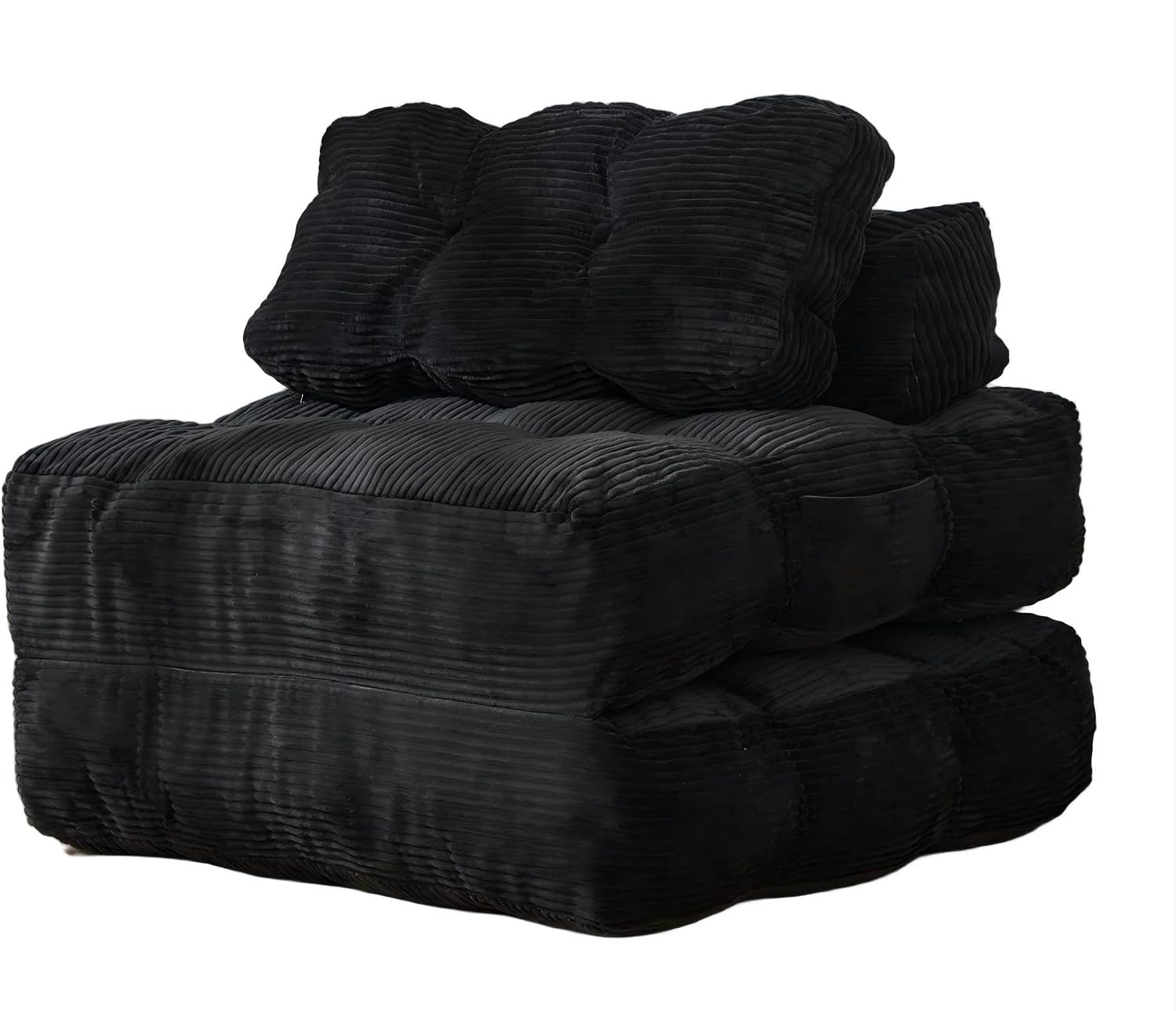 Folding Sofa Bed, 3-in-1 Convertible Sleeper Chair with Pillow, Single Futon Couch Bed with Back Support, Portable Fold Out Chair Bed Comfy Floor Sofa Lounge for Living Room Bedroom, Black