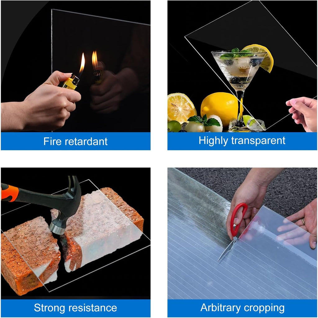 Polycarbonate Clear Plastic Sheet, 3 mm Polycarbonate Panels Shatter Resistant, Easier to Cut, Bend, for Window Panel, Hobby, Home, DIY, Industrial, Crafts(60x150cm/24x59in)