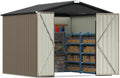 Patiowell 8x8 FT Outdoor Storage Shed, Metal Tool Sheds, Brown