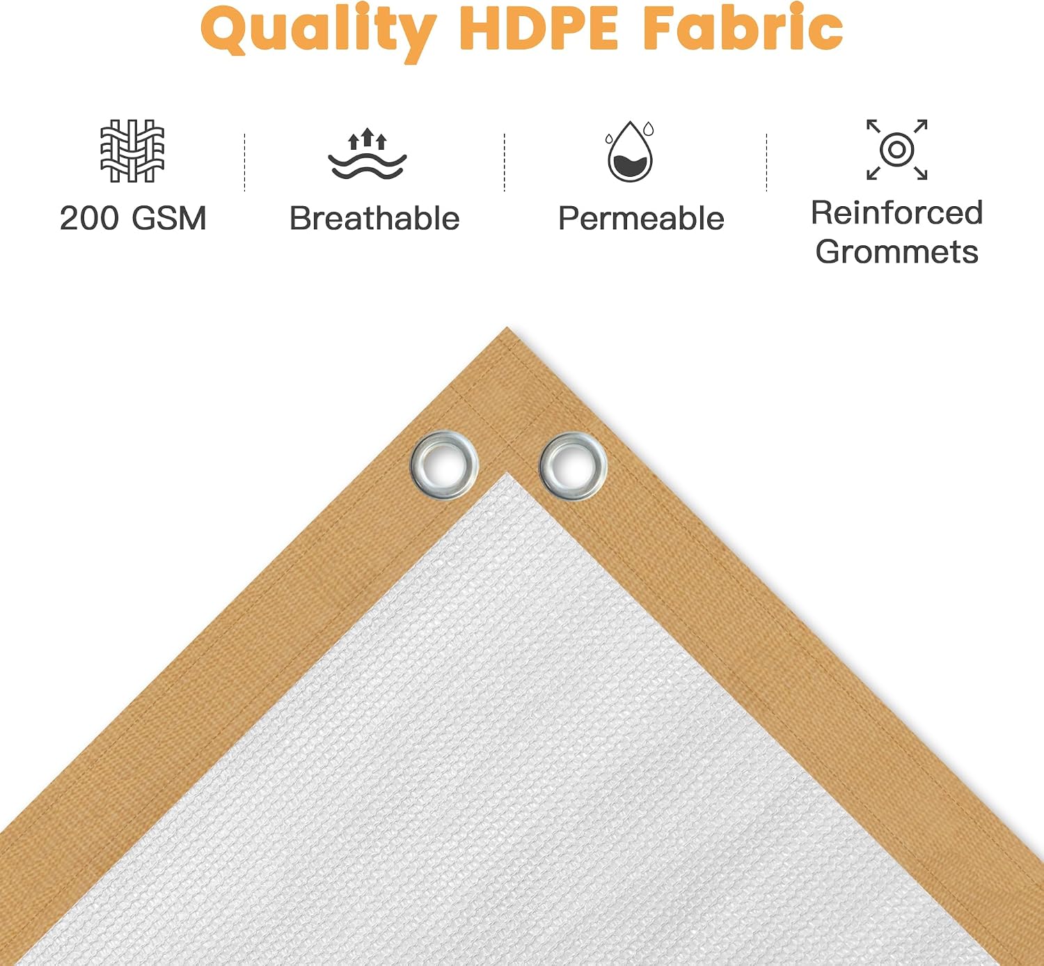 VICLLAX Shade Fabric Sun Shade Cloth with Every 2 FT Grommets for Patio Garden Pergola Cover Canopy 14x20 FT, Cream