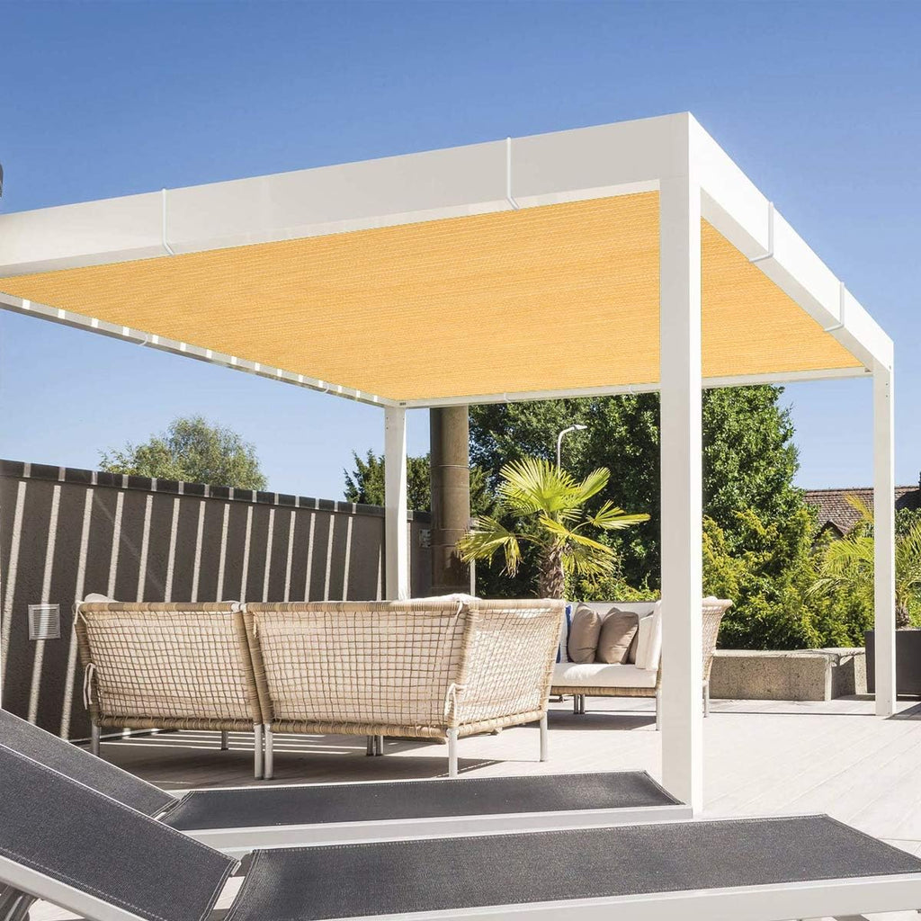 Eden's Decor Straight Flat Edge Sun Shade Sail with Grommets, Pergola Shade Cover Outdoo Sun Shade, Patio Shade, Deck Shade(Wheat, 14' X 20')
