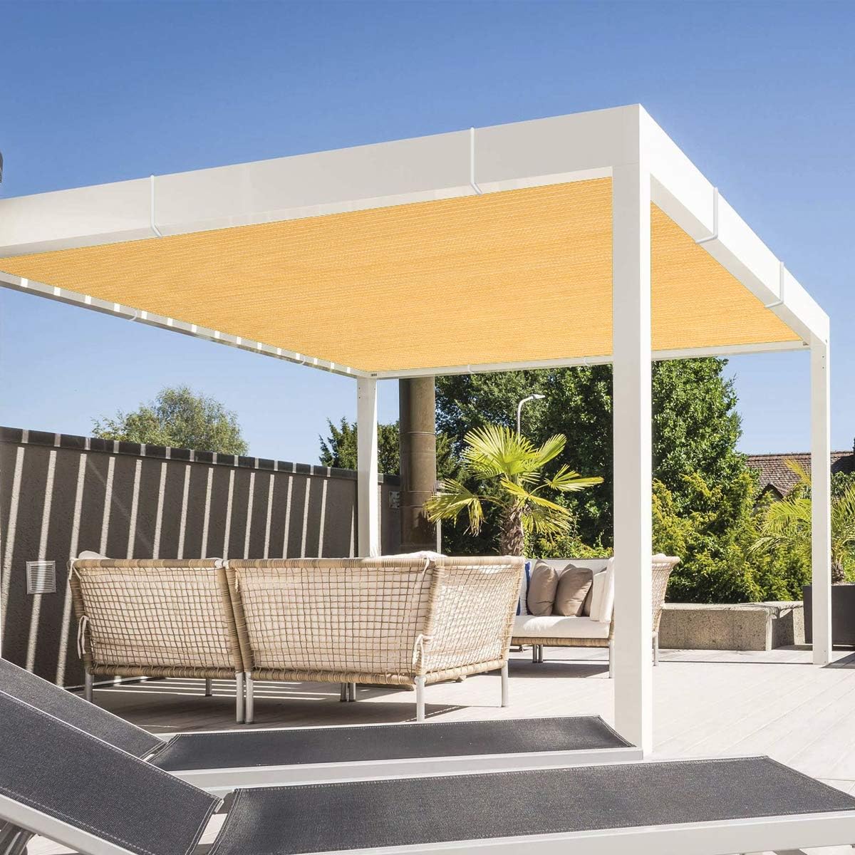 Eden's Decor Straight Flat Edge Sun Shade Sail with Grommets, Pergola Shade Cover Outdoo Sun Shade, Patio Shade, Deck Shade(Wheat, 14' X 20')