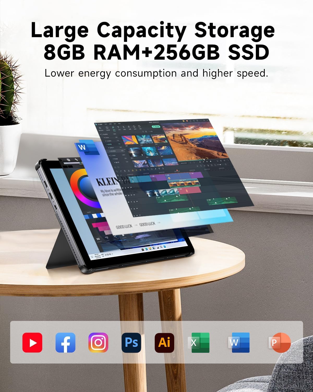 CHUWI Hi10 X2 Windows 11 Tablet 10.1'', Intel Core i3 (up to 3.9GHz), 8GB RAM 256GB SSD, Windows Tablet PC, 4K Micro HDMI, WiFi 6, BT 5.3, USB 3.2, Dual Cameras, USB-C, with Case