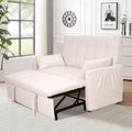 Oversized 3-in-1 Convertible Sleeper Sofa Bed, Futon Couch with Pullout Bed, 2-Seater Loveseat Sofa w/Pockets, Adjustable Backrest and Pillows for Living Room Apartment (White-Button Tufted)