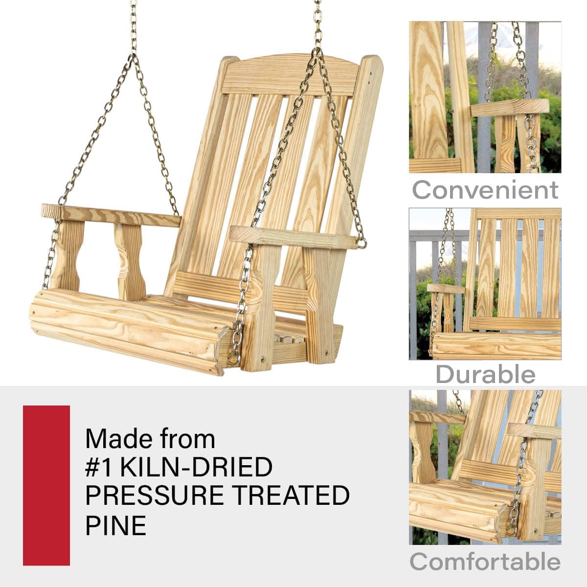 Amish Casual Heavy Duty Mission Pressure Treated Swing Chair (Unfinished)