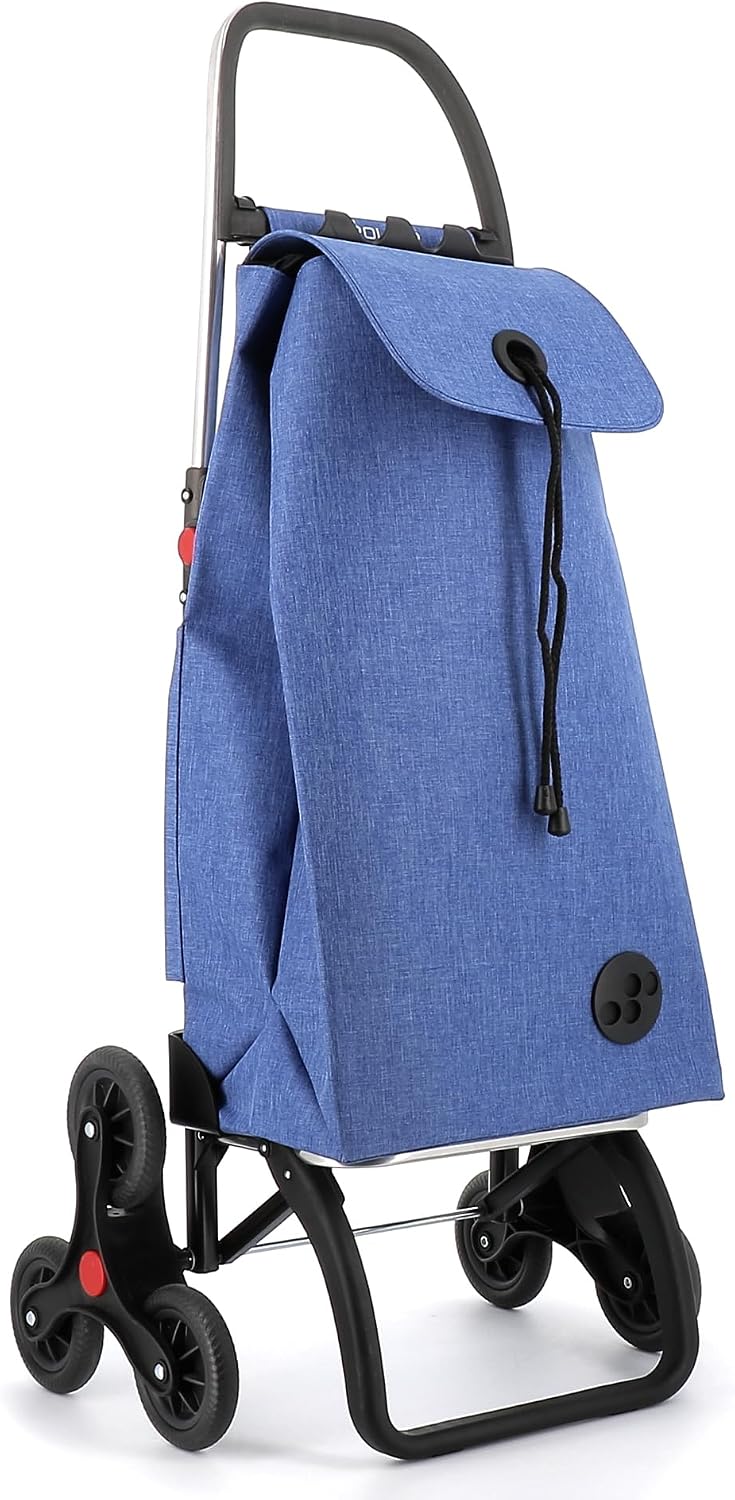 ROLSER I-Max Tweed 6 Wheel Stair Climber Foldable Shopping Trolley - Blue