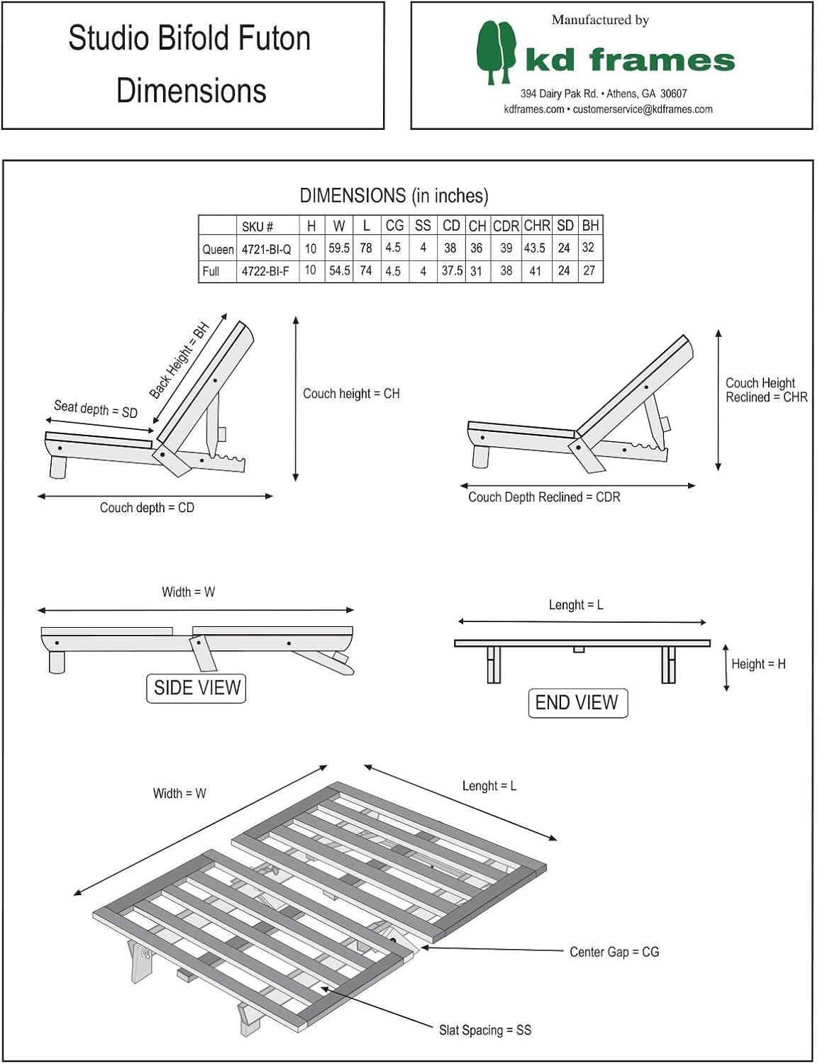 KD Frames Studio Bifold Futon (Full)