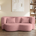 2-in-1 Convertible Sofa,78 Inch Pull Out Sofa Folding Sofa Bed with 2 Pilow Lazy Sofa, Teddy Loveseat Sleeper Floor Sofa for Apartment Children's Room Bedroom Living Room (Teddy, Pink)